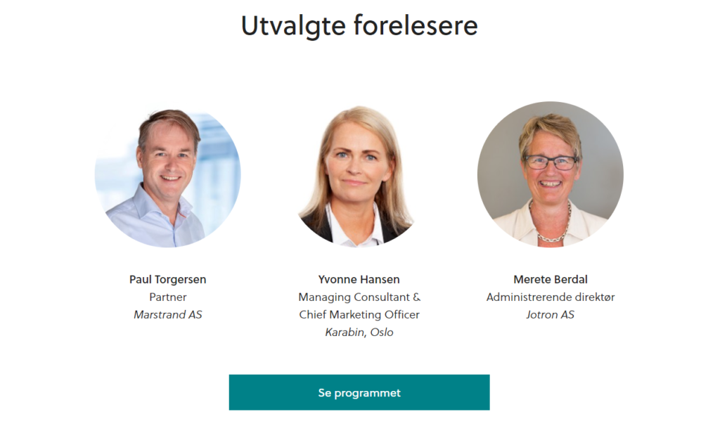 Bildet viser noen av foreleserne, deriblant Yvonne.